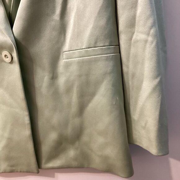 Alice + Olivia Denny Satin Crepe Blazer Jacket Green NWT Size 8 - Picture 4 of 16
